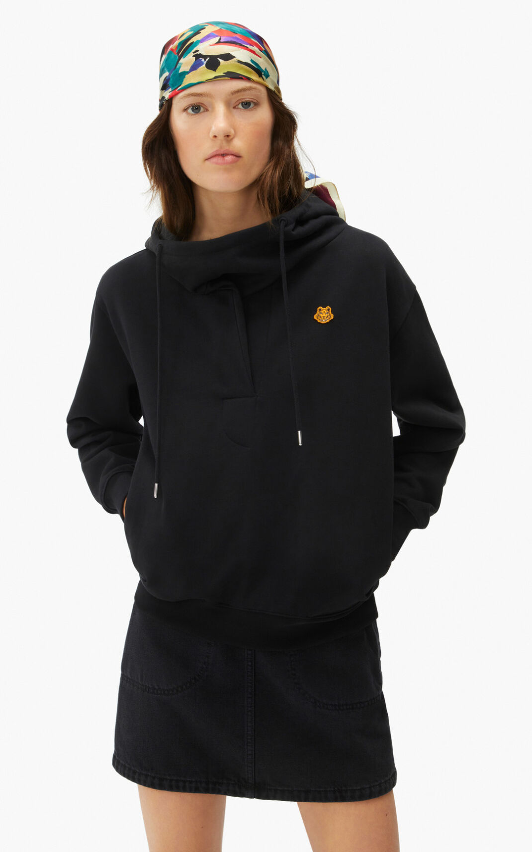 Kenzo Hooded cowl neck Hættetrøje Dame - Sort DK-851284